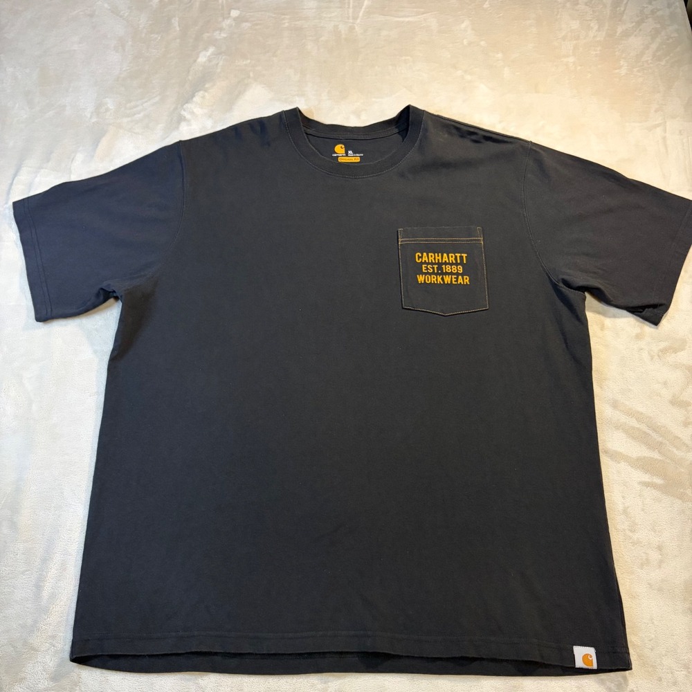 Carhartt Mens XL Black Original Fit Pocket Graphic T-Shirt Est 1889 104176 N04